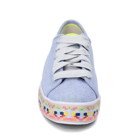 NWOT Keds Triple Kick light wash blue denim & colourful pattern mid sole sneaker - Picture 2 of 15